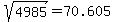 sqrt%284985%29=70.605