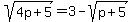 sqrt%284p%2B5%29=3-sqrt%28p%2B5%29