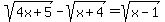 sqrt%284x%2B5%29-sqrt%28x%2B4%29=sqrt%28x-1%29