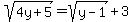 sqrt%284y%2B5%29=sqrt%28y-1%29%2B3