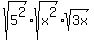 sqrt%285%5E2%29+%2A+sqrt%28x%5E2%29+%2A+sqrt%283x%29