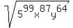 sqrt%285%5E99x%5E87y%5E64%29