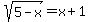 sqrt%285-x%29=x%2B1