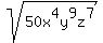 sqrt%2850x%5E4y%5E9z%5E7%29