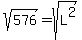 sqrt%28576%29+=+sqrt%28L%5E2%29