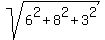 sqrt%286%5E2+%2B+8%5E2+%2B+3%5E2%29