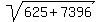 sqrt%28625+%2B+7396%29
