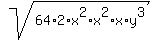 sqrt%2864%2A2%2Ax%5E2%2Ax%5E2%2Ax%2Ay%5E3%29
