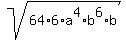 sqrt%2864%2A6%2Aa%5E4%2Ab%5E6%2Ab%29