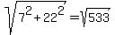 sqrt%287%5E2%2B22%5E2%29=sqrt%28533%29