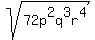 sqrt%2872p%5E2q%5E3r%5E4%29