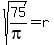 sqrt%2875%2Fpi%29+=+r