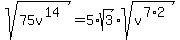 sqrt%2875v%5E%2814%29%29=5%2Asqrt%283%29%2Asqrt%28v%5E%287%2A2%29%29