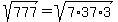 sqrt%28777%29=sqrt%287%2A37%2A3%29
