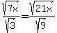 sqrt%287x%29%2Fsqrt%283%29+=+sqrt%2821x%29%2Fsqrt%289%29