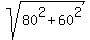 sqrt%2880%5E2+%2B+60%5E2%29