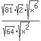 sqrt%2881%29%2Asqrt%282%29%2Asqrt%28x%5E6%29%2F%28sqrt%2864%29%2Asqrt%28x%5E2%29%29