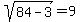 sqrt%2884+-+3%29+=+9