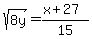 sqrt%288y%29=%28x%2B27%29%2F15