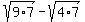 sqrt%289%2A7%29+-+sqrt%284%2A7%29