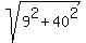 sqrt%289%5E2+%2B+40%5E2%29