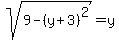 sqrt%289-%28y%2B3%29%5E2%29=y++