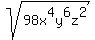 sqrt%2898x%5E4y%5E6z%5E2%29