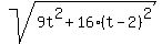 sqrt%289t%5E2+%2B+16%2A%28t-2%29%5E2%29