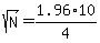 sqrt%28N%29=1.96%2A10%2F4