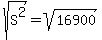 sqrt%28S%5E2%29=sqrt%2816900%29