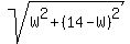sqrt%28W%5E2+%2B+%2814-W%29%5E2%29