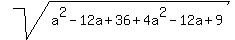 sqrt%28a%5E2-12a%2B36+%2B+4a%5E2-12a%2B9%29