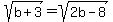 sqrt%28b%2B3%29=sqrt%282b-8%29