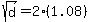 sqrt%28d%29=2%281.08%29