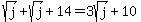 sqrt%28j%29++%2B++sqrt%28j%29++%2B+14+=++3sqrt%28j%29+%2B++10