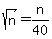 sqrt%28n%29+=+n%2F40