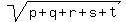 sqrt%28p%2Bq%2Br%2Bs%2Bt%29