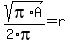 sqrt%28pi%2AA%29%2F%282%2Api%29=r