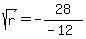 sqrt%28r%29=-28%2F%28-12%29