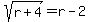 sqrt%28r%2B4%29=r-2