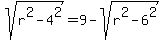 sqrt%28r%5E2-4%5E2%29=9-sqrt%28r%5E2-6%5E2%29