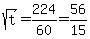 sqrt%28t%29=224%2F60=56%2F15