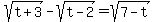 sqrt%28t%2B3%29-sqrt%28t-2%29=sqrt%287-t%29