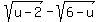 sqrt%28u-2%29-sqrt%286-u%29