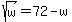 sqrt%28w%29+=+72-w