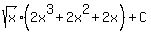 sqrt%28x%29%2A%282x%5E3+%2B+2x%5E2+%2B+2x%29+%2B+C