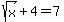 sqrt%28x%29%2B4=7