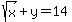 sqrt%28x%29%2By=14