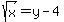 sqrt%28x%29=+y-4+