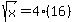 sqrt%28x%29+=+4%2816%29